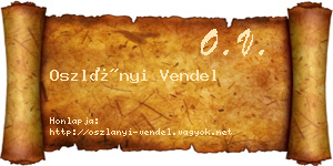 Oszlányi Vendel névjegykártya